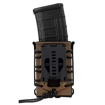 KRYDEX Magazine Pouch 5.56 with Belt Clip 7.62mm Open Top Mag Pouch (BK+DE)