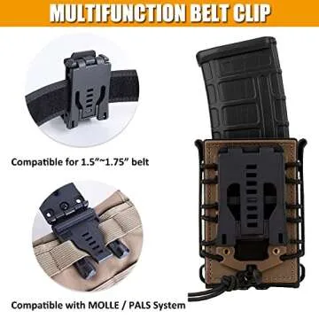 KRYDEX Magazine Pouch 5.56 with Belt Clip 7.62mm Open Top Mag Pouch (BK+DE)