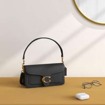 COACH Polished Pebble Leather Tabby Shoulder Bag 26, Black, One Size