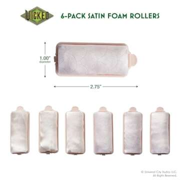 Wicked Glinda 6PK Satin Rollers - hair rollers - foam rollers - heatless hair curlers - Scunci by Conair