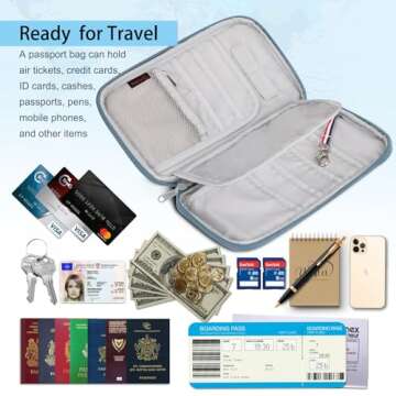 Fintie Family Passport Holder for Travel, 6 People Big Capacity RFID Blocking Travel Document Organizer Clutch Bag with Pen Holder Keychain Credit Cards Case Cover for Women Men, Blooming Hibiscus