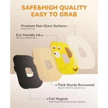 JoyCat Wooden Thick Alphabet Magnets for Toddlers Fridge Large Size Cute Animal Colorful ABC Magnetic Letters 26 Uppercase Letters Educational Toy Set for Kids Toddlers Preschool Learning Spelling