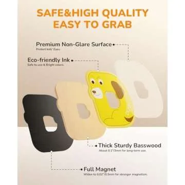 JoyCat Wooden Thick Alphabet Magnets for Toddlers Fridge Large Size Cute Animal Colorful ABC Magnetic Letters 26 Uppercase Letters Educational Toy Set for Kids Toddlers Preschool Learning Spelling