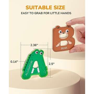 JoyCat Wooden Thick Alphabet Magnets for Toddlers Fridge Large Size Cute Animal Colorful ABC Magnetic Letters 26 Uppercase Letters Educational Toy Set for Kids Toddlers Preschool Learning Spelling