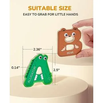 JoyCat Wooden Thick Alphabet Magnets for Toddlers Fridge Large Size Cute Animal Colorful ABC Magnetic Letters 26 Uppercase Letters Educational Toy Set for Kids Toddlers Preschool Learning Spelling