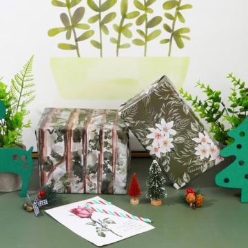 Dtiafu Watercolor Green Wrapping Paper Ideal for Gifting