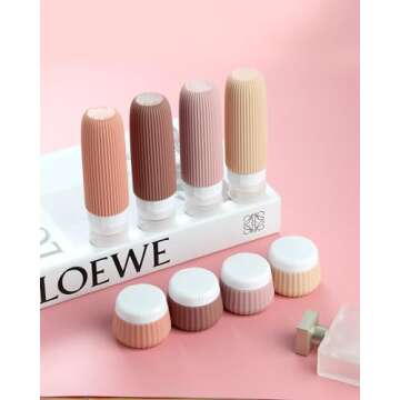 Mrsdry Travel Bottles for Toiletries 8 Pack, Tsa Approved Travel Size Toiletries 3 oz, Travel Containers for Toiletries, with Clear Bag, Leak Proof Silicone Squeezable Travel Essentials Creams Jars