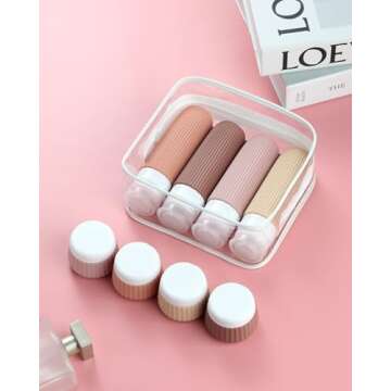 Mrsdry Travel Bottles for Toiletries 8 Pack, Tsa Approved Travel Size Toiletries 3 oz, Travel Containers for Toiletries, with Clear Bag, Leak Proof Silicone Squeezable Travel Essentials Creams Jars