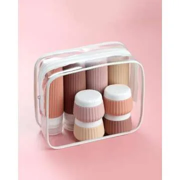 Mrsdry Travel Bottles for Toiletries 8 Pack, Tsa Approved Travel Size Toiletries 3 oz, Travel Containers for Toiletries, with Clear Bag, Leak Proof Silicone Squeezable Travel Essentials Creams Jars