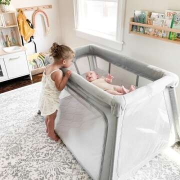 Newton Baby Bassinet Insert for Travel Crib & Playard | Includes Mattress & Sheet - 100% Breathable & Washable, Dual-Layer Cover | Mesh Walls | for Newborns to 15 pounds | Does NOT Include Play Yard