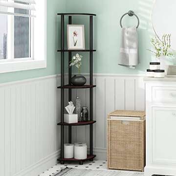 Furinno Turn-N-Tube 5 Tier Corner Display Rack: Stylish Space-Saving Solution