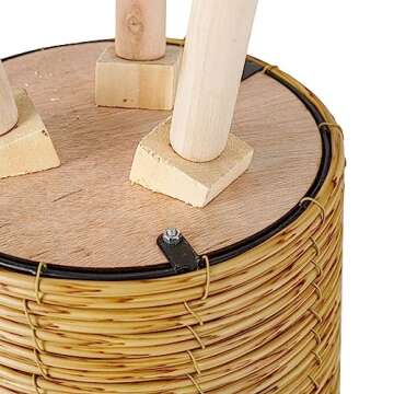 THY COLLECTIBLES Set of 2 Natural Color Woven Planter Baskets with Plastic Lining and 3 Wooden Legs, Multipurpose Storage for Plants, Flowers, Toys, Rustic Farmhouse (Thin Weave)