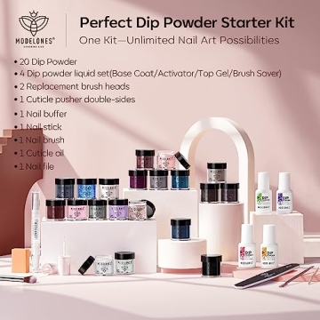 Modelones Dip Powder Nail Kit Starter 20 Colors for DIY Nails