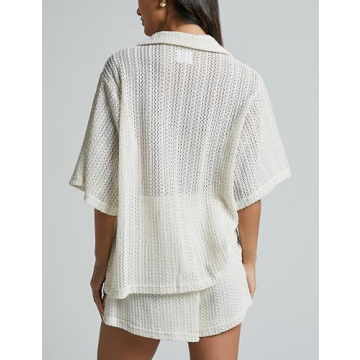 IQSQSQ Women's Crochet Swimsuit Cover Up Set - White