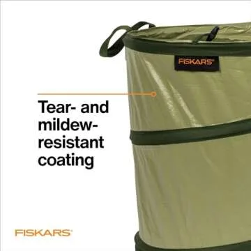 Fiskars Kangaroo Collapsible Garden Bag for Yard Waste, 10 Gallon Reusable Container for Lawn Care and Gardening