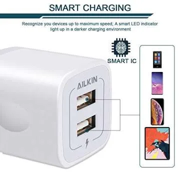 Ailkin 6-Pack USB Fast Charging Adapter for All Devices