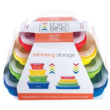 Kitchen Home Thin Bins - Set of 4 Collapsible Silicone Containers