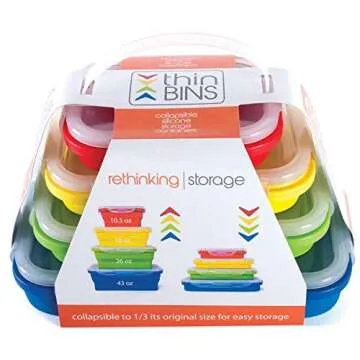 Kitchen Home Thin Bins - Set of 4 Collapsible Silicone Containers