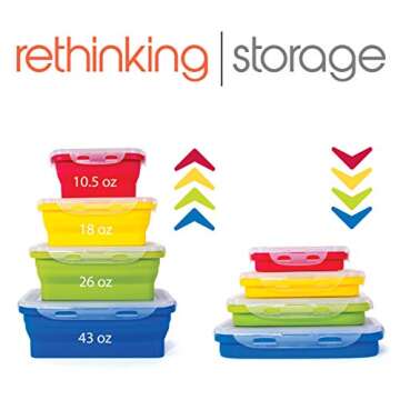 Thin Bins Collapsible Silicone Food Storage Containers Set