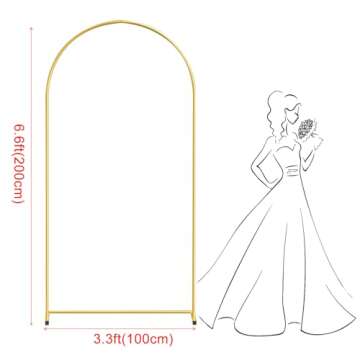 6.6FT Gold Metal Arch Backdrop Stand - Perfect for Weddings & Parties