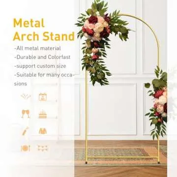 Elegant 6.6FT Gold Metal Arch Backdrop Stand for Events