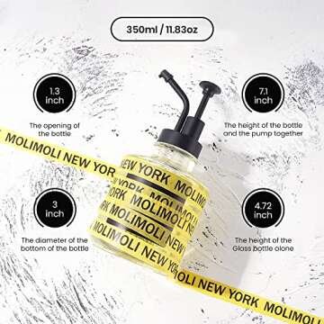 Molimoli Coffee Syrup Dispenser - Glass Bottle w. Pump, 11.8 oz 350 ml, Set of 2, Black Upgraded Pump