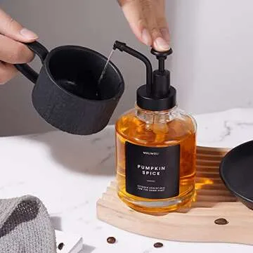 Molimuli Coffee Syrup Dispenser Set with Labels - 2 Glass Bottles