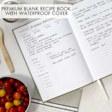 Aesthetic Blank Recipe Book with Waterproof Cover - The Perfect Recipe Notebook To Write In Your Own Recipes - Beautiful Blank Cookbook to Organize Your Recipes