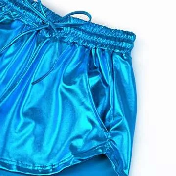 Women Blue Metallic Hot Shorts for Festivals and Yoga