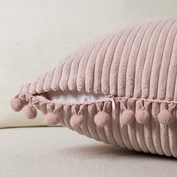 Decorative Throw Pillow Covers with Pom-poms