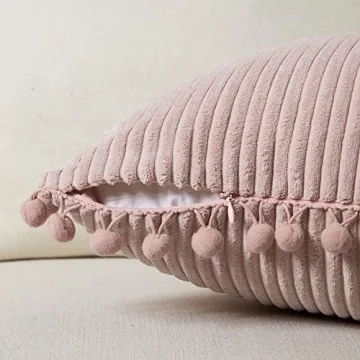 Decorative Throw Pillow Covers with Pom-poms