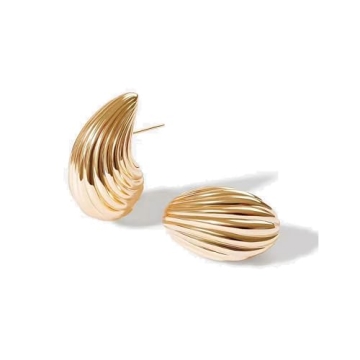 LUCA SMITH Shell Teardrop Chunky Gold Hoop Earrings - Hypoallergenic & Lightweight