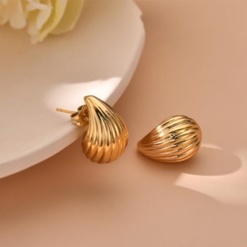 Chunky Gold Hoop Earrings for Women - Stylish & Lightweight