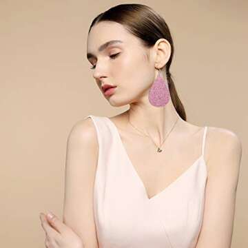 MTSCE 12 Pairs Leather Earrings for Women Girls Party, Lightweight Teardrop Faux Leather Earrings, H...