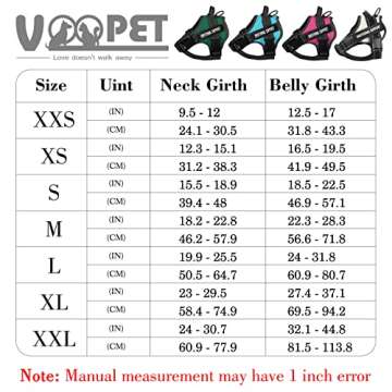 voopet Service Dog Harness, Emotional Support Pet Vest Harness, Reflective Breathable and Adjustable No-Pull ESA Dog Harness for Small Medium Large Dogs (with 4 PCS Removeable Tags)