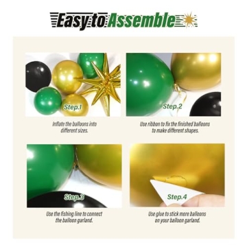 FOTIOMRG Green Gold Black Balloon Arch Kit for Parties
