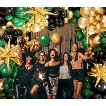FOTIOMRG Green Gold Black Balloon Arch Kit for Parties