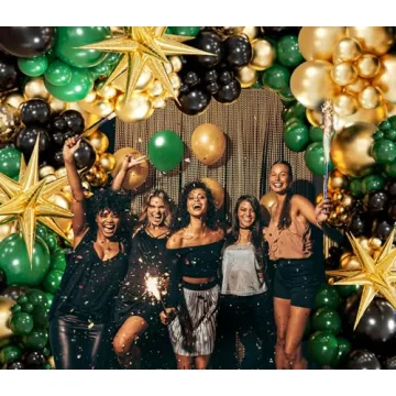 FOTIOMRG Green Gold Black Balloon Arch Kit for Parties