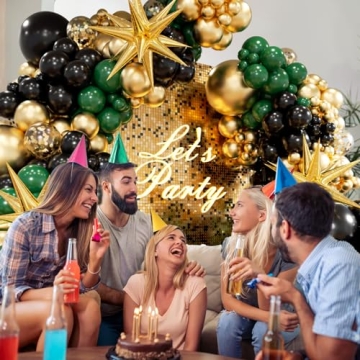 FOTIOMRG Green Gold Black Balloon Arch Kit for Parties
