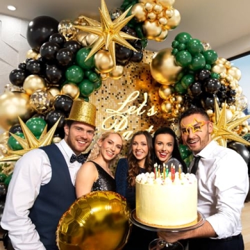 FOTIOMRG Green Gold Black Balloon Arch Kit for Parties