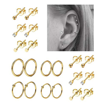REVOLIA Stylish 10Pairs Stainless Steel Cartilage Earrings