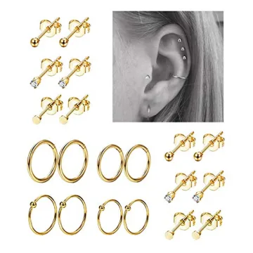REVOLIA Stylish 10Pairs Stainless Steel Cartilage Earrings