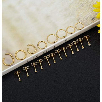 REVOLIA Stylish 10Pairs Stainless Steel Cartilage Earrings