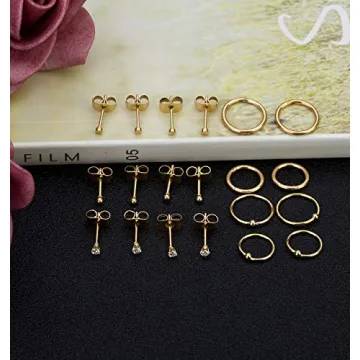 REVOLIA Stylish 10Pairs Stainless Steel Cartilage Earrings