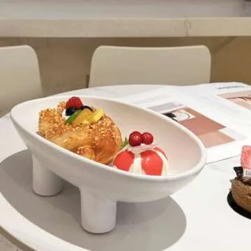 Luvitory Ceramic Fruit Bowl - Modern Decorative Kitchen 10.6” Oval Bowl