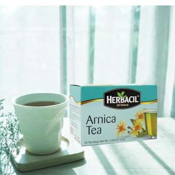 Herbacil Arnica Tea, Caffeine-Free, 3-Pack, 0.88 Oz, 25 Tea Bags per Box (75 Tea Bags)