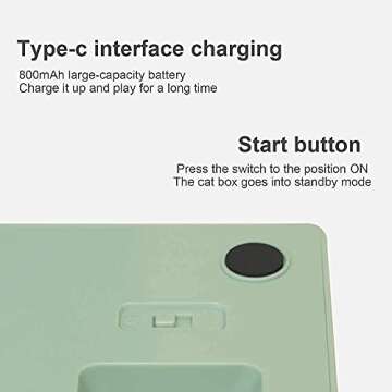 Interactive Cat Toy for Indoor，Simulated Hunting， Feather to Attract， Automatic Induction Start and Close， USB Port Charging， 4PCS to Replace The Feathers (Green)