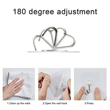 Adhesive Wall Hooks,20 Pieces Waterproof Oilproof Bathroom and Kitchen Heavy Duty Adhesive Hooks, Tr...