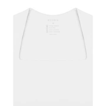 REORIA Womens Fashion Sexy Square Neck Double Lined Fitted Shirts Stretchy Short Sleeve Slimming Going Out Thong Bodysuit Tops White Large