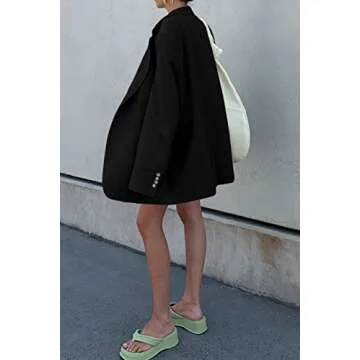 Grlasen Women Casual Elegant Long Sleeve Oversized Lapel Blazers Open Front Solid Work Office Jacket Blazer